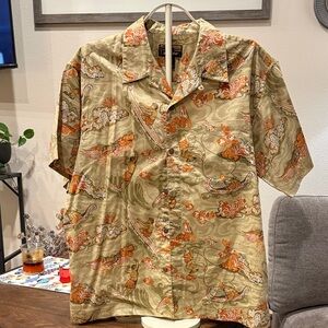 Pataloha Tan and Orange Casual Button Down Shirt Limited Print